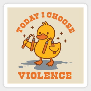 Today I Choose Violence – Angry Duck with Nunchucks Sticker